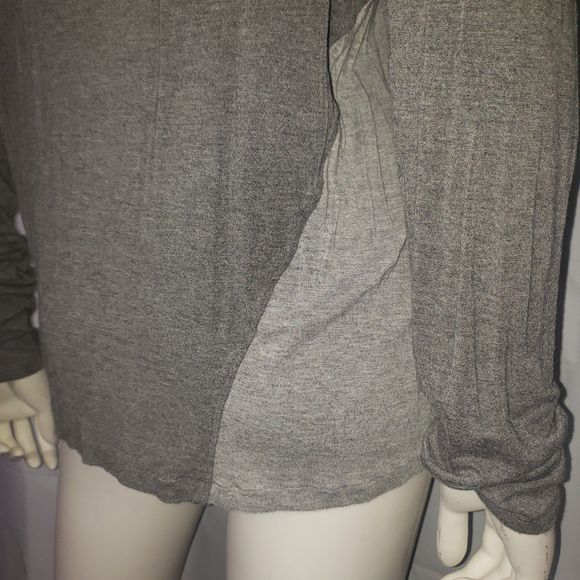 TAHARI Gray Long Sleeve Distressed T Shirt - Picture 3 of 7